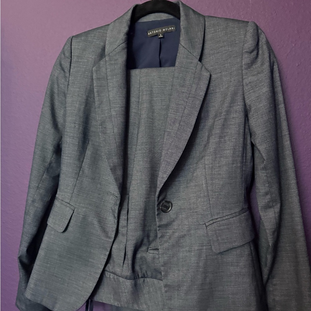 Gray Antonio Melani suit 0 2 blazer pants